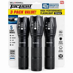 lot 14440 image: BellHowell TacLight LED Tactical Flashlights 3 Pack, Battery Powered