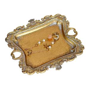 lot 14464 image: LuHeToz Gold Ring Holder Jewelry Dish Trinket Tray 5.4x4.5 Inch