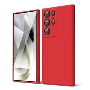 lot 14471 image: Oakxco Phone Case Matte Liquid Silicone Red for Samsung Galaxy S24 Ultra