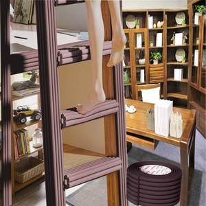 lot 14477 image: Enjoyment Bunk Bed Ladder Pads Foam Stair Step Edge Protector 6.5 Ft Brown