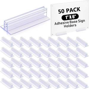 lot 17579 image: Fulmoon Adhesive Sign Holders 1 x 6 Inch Clear PVC 50 Pack