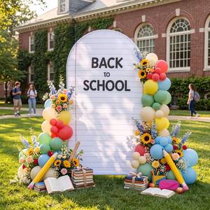 lot 17603 image: Mindsoft Back to School Backdrop Arch Cover 7.2ft White Notebook Paper
