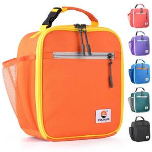 lot 18417 image: CaCTOUR Kids Insulated Lunch Bag Mini Cooler 7.9 x 3.9 x 9.5 in Orange