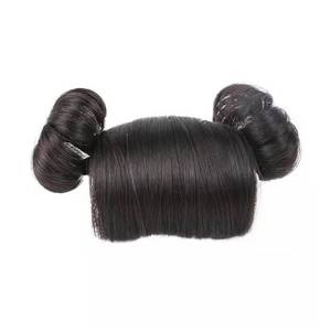 lot 18419 image: BAIMOQI Baby Girl Bun Wig Hairpiece with Bangs Short Curly Black