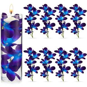 lot 1001 image: Canlierr 8 Pieces Blue Purple Faux Orchid Flower Picks Artificial Flowers