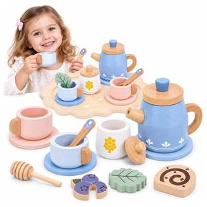 lot 1230 image: Tikatakito Wooden Tea Set Toys Kids Pretend Play Tea Party Set