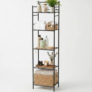 lot 1237 image: LEEDA 5-Tier Metal Bathroom Shelving Unit Freestanding Towel Rack Black