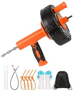 lot 1238 image: Allmake Drain Auger 25 Ft Auto Feed Plumbing Drain Snake with Drill Adapter