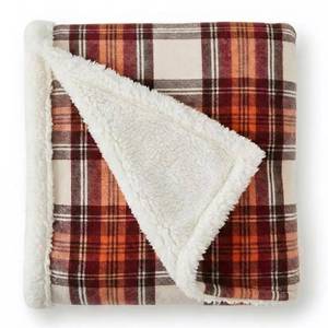lot 1246 image: Eddie Bauer Sherpa Reverse Throw Blanket 50 x 60 Edgewood Plaid