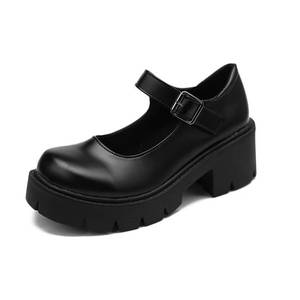 lot 1249 image: Caradise Mary Jane Platform Shoes Chunky 1.97 in Heel Buckle Strap Round Toe