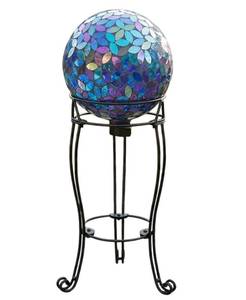 lot 1250 image: TREEZITEK Gazing Ball Stand 19.5 In Solid Metal Birdbath Holder Matte Black