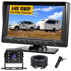 lot 1258 image: FEISIKE RV Backup Camera System 7 Inch Wired 1080P Rear View Camera 2 Channel