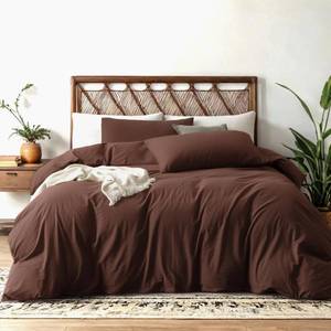 lot 1260 image: Fedali Home Cocoa Brown Duvet Cover Queen Size Pre-Washed Bedding Set