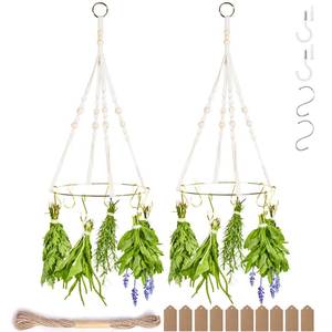 lot 1276 image: Herb Drying Rack 2 Pack With 20 Gold Hooks, 11.6 in Ring