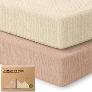 lot 1288 image: KeaBabies Lyra Muslin Fitted Crib Sheets 2 Pack 52x28 Almond