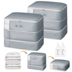 lot 1290 image: Easortm Comforter Storage Bag 3-Layer Compression 2-Pack Grey