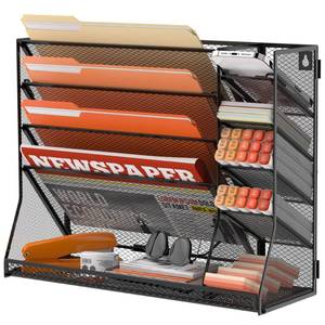 lot 1331 image: SUPEASY Wall File Organizer 5-Tier with 4 Pen Holders, Black