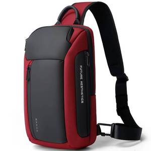 lot 2002 image: Mens Waterproof Chest Bag Sling Backpack Fits 11in iPad 7566Red