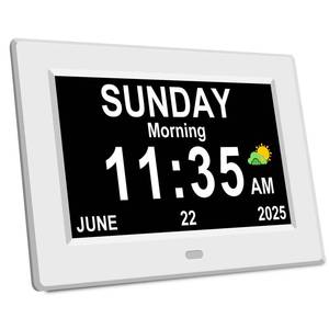 lot 2008 image: 7 Inch Digital Clock with Date Day of Week and 12 Alarms