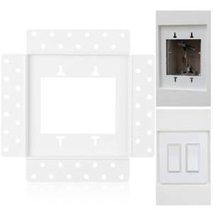 lot 2029 image: Saysurey 2 Gang Flush Drywall Receptacle Mount White Wall Plate