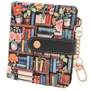 lot 2039 image: COOKOOKY Floral Bookshelf Wallet Women RFID Blocking 10 Card Slots