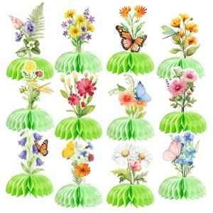 lot 2042 image: OBBOLO Green Flower Honeycomb Table Centerpieces 12 Pcs
