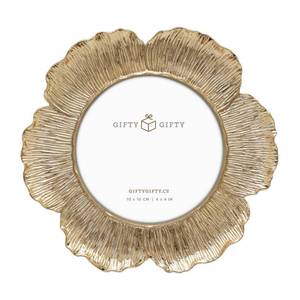 lot 2856 image: GIFTY GIFTY Circular Gold Floral Photo Frame 4 x 4 In Zinc