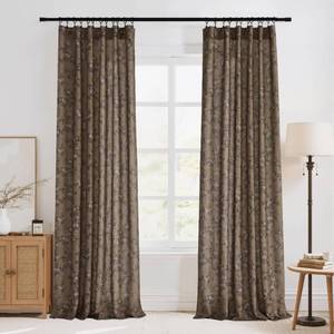 lot 2871 image: StangH Linen Blend Floral Curtains for Living Room 108 Inch  Retail $102.49
