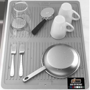 lot 2873 image: Gorilla Grip Silicone Dish Drying Mat 18 x 24 Gray
