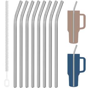 lot 2880 image: Tomorotec Stainless Steel Bent Straws 8 Pcs 12 Inch Fits 40oz Stanley Tumbler