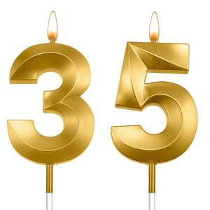 lot 2900 image: 35th Birthday Number Candles Gold 3D Diamond 1.97 Inch