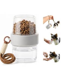 lot 2914 image: ZOVRION Dog Travel Water Bottle and Food Container 2-in-1 Gray Small