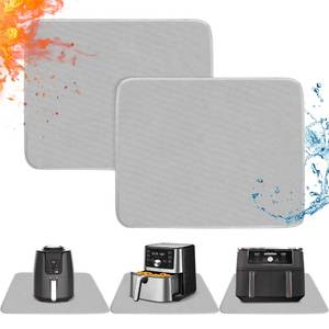 lot 2936 image: Amerbro Heat Resistant Countertop Air Fryer Mats 14x12in Grey 2 Pcs