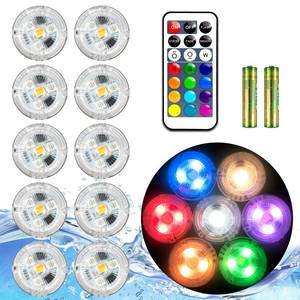 lot 2940 image: HL Mini Submersible LED Tea Lights with Remote, 13 Colors, IP68