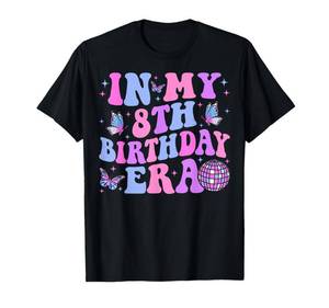 lot 2949 image: In My 8th Birthday Era 8 Years Old Birthday T-Shirt Kids Classic Fit why not black
