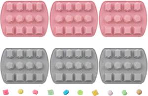 lot 2966 image: Nicunom 6 Pack Silicone Gem Candy Molds 12 Cavity Diamond Cube Tray