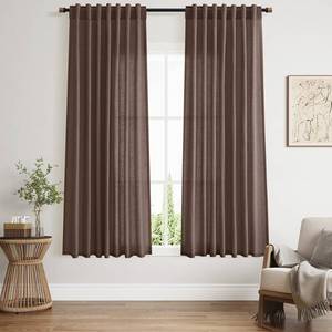 lot 2967 image: Nanspring Cappuccino Linen Curtains 2 Panel Set 52 x 63 Inch Light Filtering
