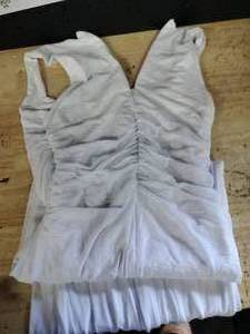 lot 2969 image: White Ruched Mesh Overlay Sleeveless Dress size small