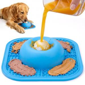 lot 2980 image: PetsHome Slow Feeder Dog Bowl & Lick Mat with Rolling Ball, 56 Cup, Large Blue