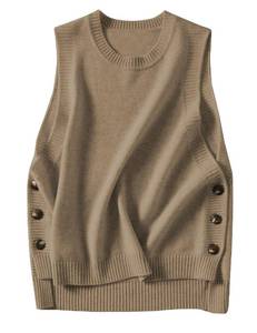 lot 2998 image: HangNiFang Womens Sleeveless Ribbed Knit Sweater Vest Brown Size M 0199