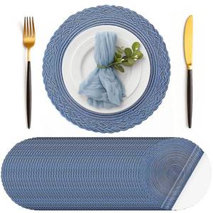lot 5383 image: Geosar Disposable Paper Placemat 13 Inch Cotton Woven Navy Blue 100 Pcs