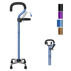 lot 5387 image: KingPavonini Quad Walking Cane 4-Prong Adjustable Height Blue