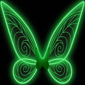lot 5400 image: Quescu Light Up Fairy Wings Electroluminescent LED Green 15 x 19 in