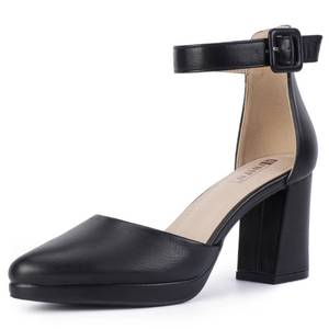 lot 5410 image: IDIFU Womens Black Chunky Platform Heel Pumps Size 8.5
