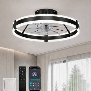 lot 5417 image: HOMIFORCE Low Profile Bladeless Ceiling Fan with Light and Remote 19.7-Inch