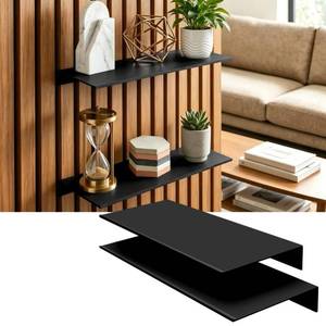 lot 5419 image: Art3d Floating Shelves for Wood Slat Panels, 11.8 x 4.7 in, 2-Pack, Black