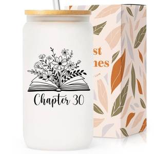 lot 5425 image: SteadStyle 30th Birthday Frosted Glass Tumbler 16oz Chapter 30