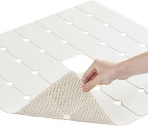 lot 5426 image: MeimeiDe Shower Mat Non Slip Silicone Bathtub Mat 24 x 24 Inch Beige