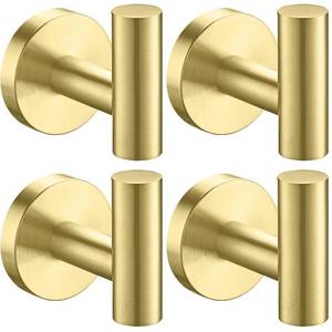 lot 6085 image: Nolimas Towel Hook SUS 304 Stainless Steel Wall Mounted Brushed Gold 4 Pack