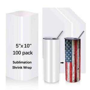 lot 6090 image: OKBA Sublimation Shrink Wrap Sleeves 5x10 Inch Heat Transfer Film 100 Pcs